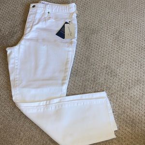 High rise skinny crop white jeans